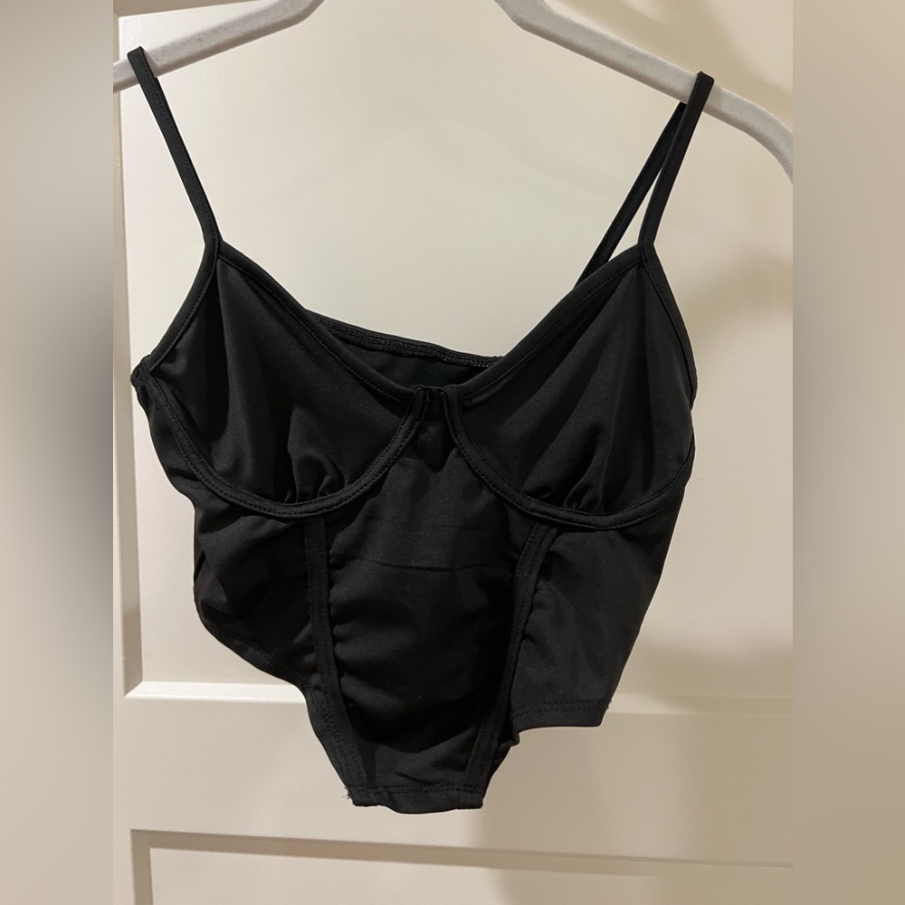 Black mini crop corset style tank